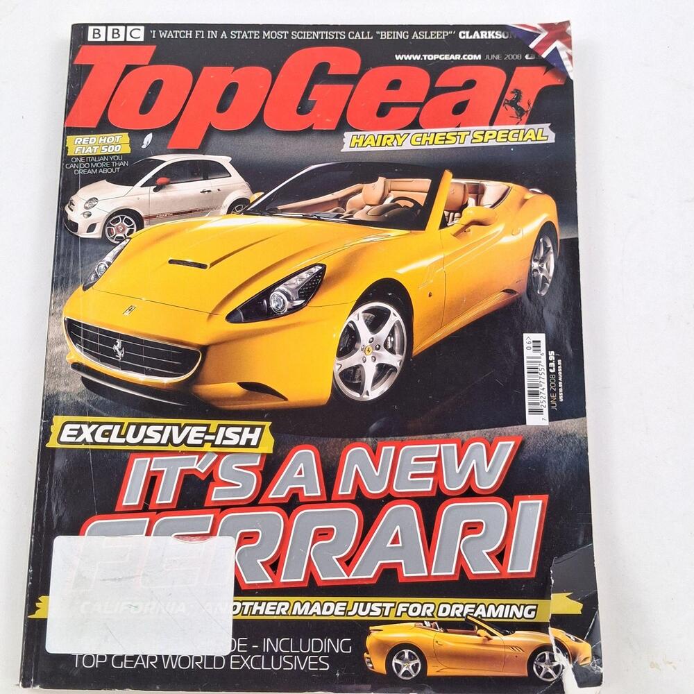 Top Gear Magazine June 2008 New Ferrari California Fiat 500 Abarth Special Issue